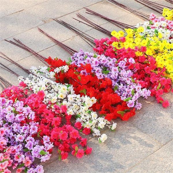Hot Sale Pink Artificial Promotional 3 Branches /6 Branches Peach Cherry Blossom Flower