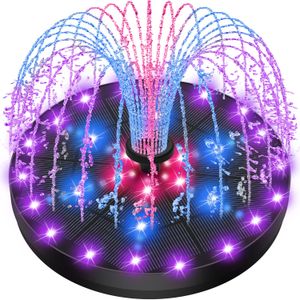 Solar Powered Colorful Floating Fountain Solar Panel Garden Water Fountains With Battery Led Lights For Pool Landscape