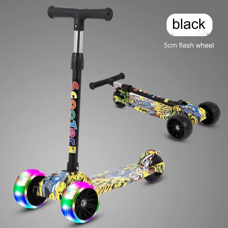 He' Nan Juershang Trading Co., Ltd. Popular Children's Toy Adjustable Kick Scooter Factory Direct Foldable Kids Scooter with 3 LED Lights and PU Wheel