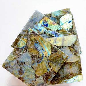 Natural Labradorite Coaster With Stand Set Cabochon Loose Gemstone 4 Inch Coaster set Gemstone Flashy Top Quality For Home Decor