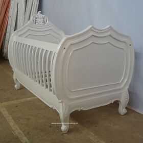 Children Bed Kids Baby Cribs White Painted Wooden Baby Bed Design for Interior of European Style Kids Furniture