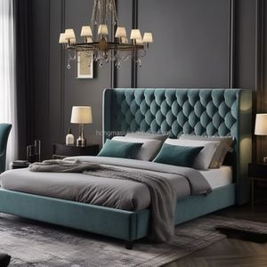 2024 Custom Modern Light Luxury Type Upholstered Bed Comfortable High Quality Wooden Frame Soft Bed for Bedroom Furniture