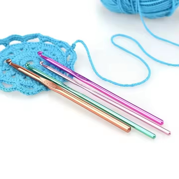 Wholesale Colorful Multiple Sizes Aluminum  2.0-10.0mm Crochet with Single Head Hook Knitting Knit Needles Set OPP Bag Packaging