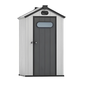 Supplier Custom Garden Supplies Plastic Shed 4 Vents Storage Shed Plastic Double Swing Door Outdoor Plastic Shed