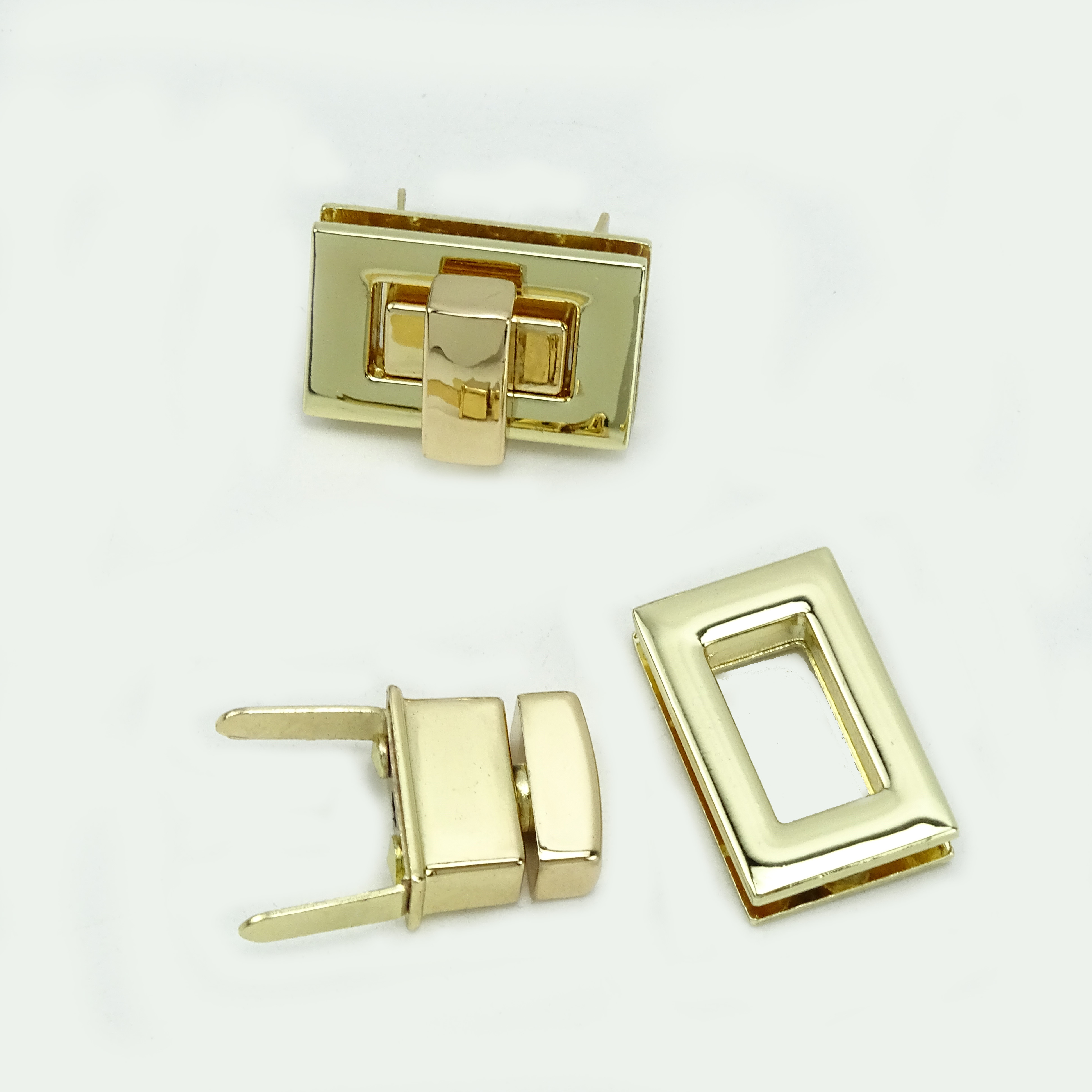 Handbag hardware small light gold metal square turn lock bag accessories twist lock for purse