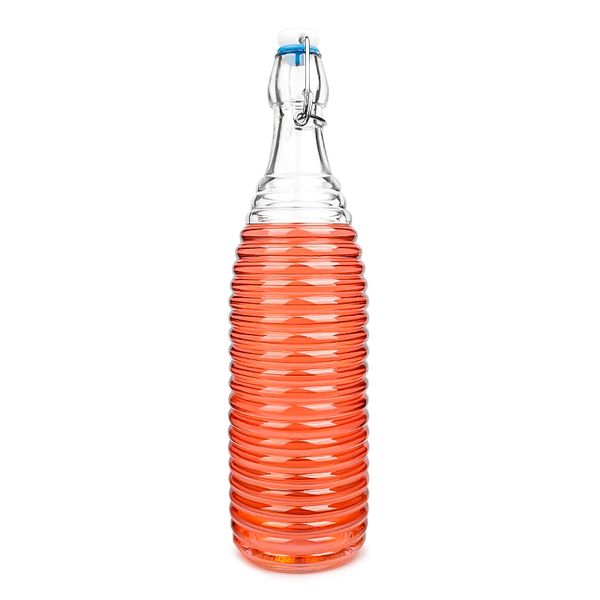 1 Liter Round Clear Empty Flip Top Cap Beverage 1000ml Swing Stopper Homebrewing Glass Bottles For Kombucha