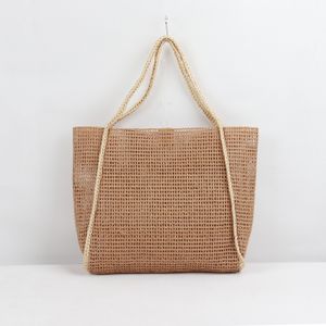 Large Simple Hollowed out Design Paper Straw Mesh Beach Bag Handbag ODM Handled Beach Leisure Vacation Shopping Bag
