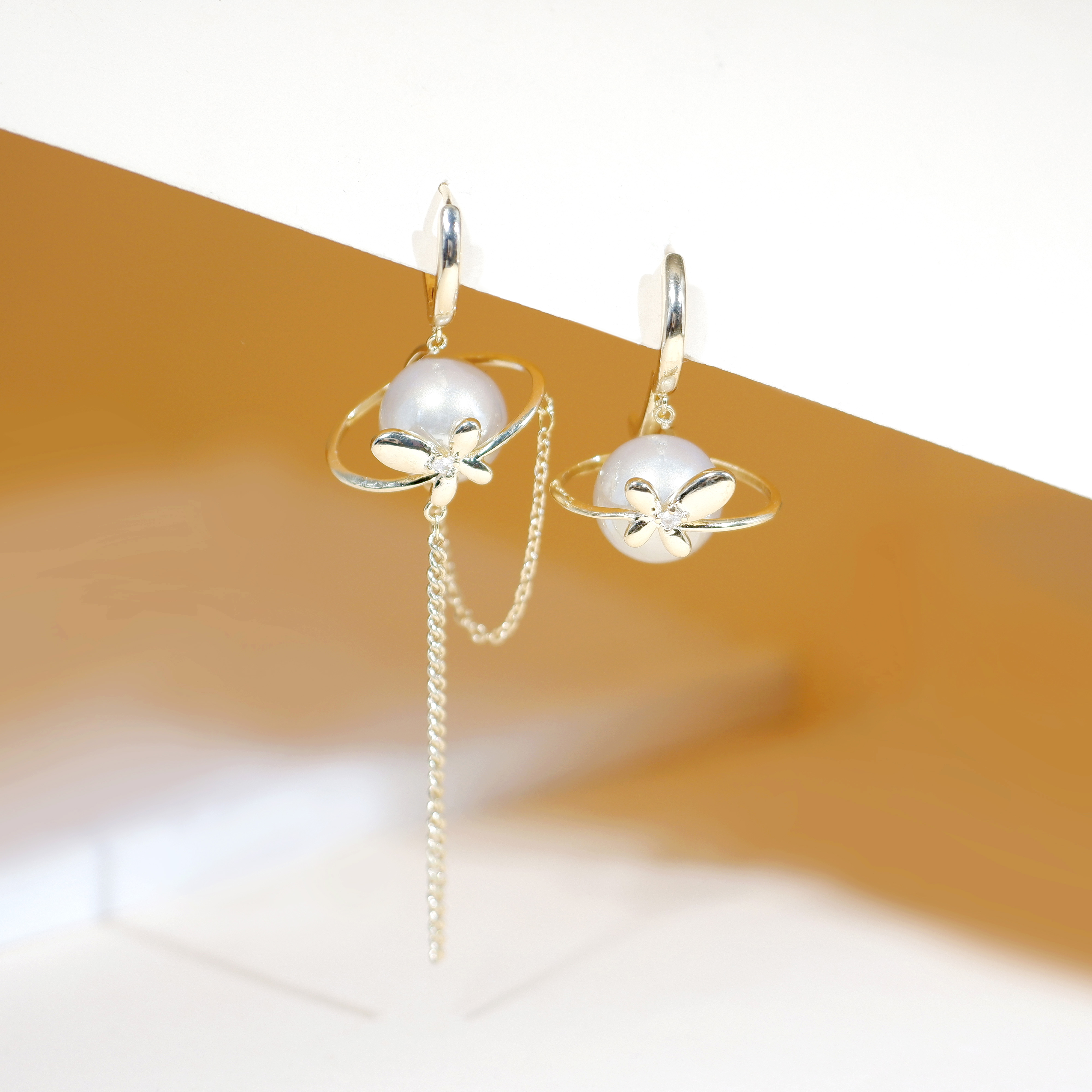 Yiwu Aoshan Jewelry Co., Ltd. Asymmetrical butterfly bead tassel earrings women's planet design exquisite fashion lady earrings jewellery