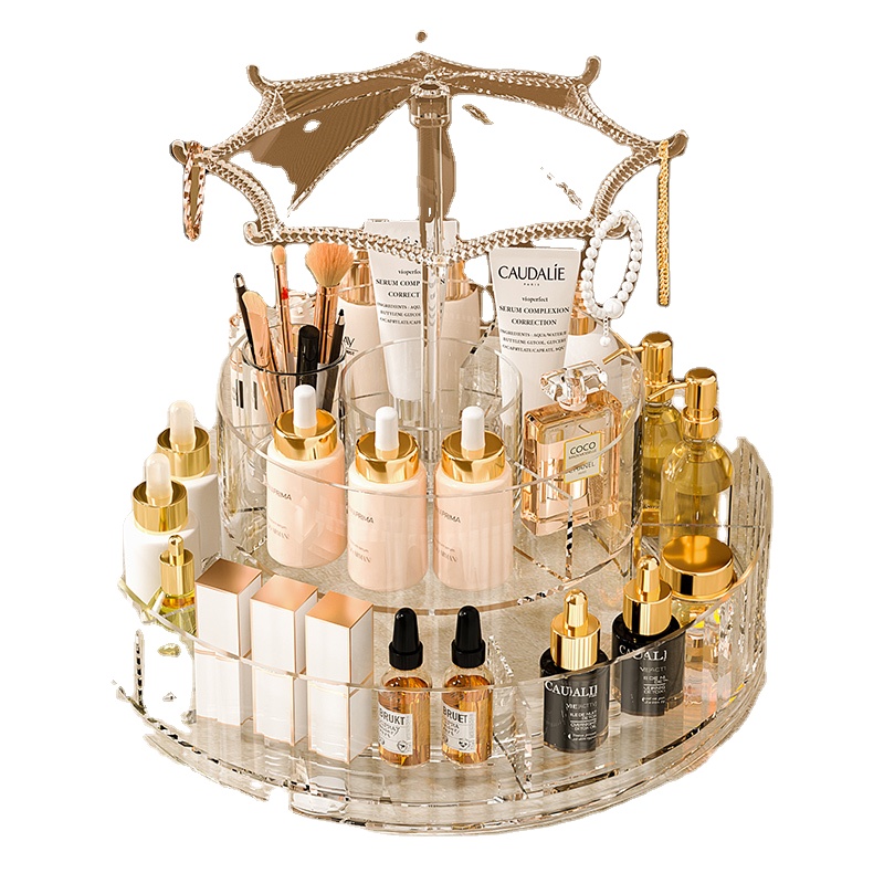 Lipstick Rack Luxury Cosmetic Storage Box Transparent Plastic Dressing Injection Rotating Desktop Skincare Product Tray