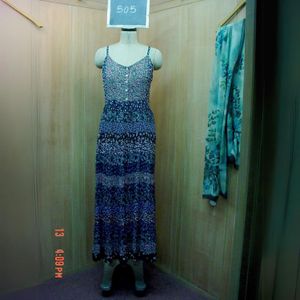 Women's Sleeveless Strap Rayon Dress with Printed Design Best Casual Office Lady Style for Career Wear