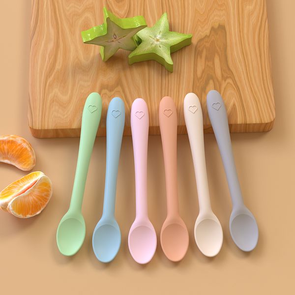 Wholesale Silicone Baby Led Weaning Training Spoon First Stage Kids Feeding Utensil BPA Free Silicone Baby Spoon and Fork Set