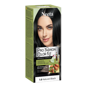Natural Black 1.0 High Quality Neeta Professional Pro Fashion Color Kit Permanent Hair Color 100GM Box