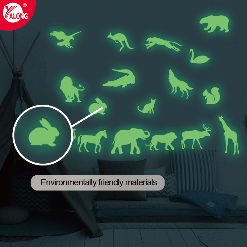 Zhejiang Yalong Sticker Printing Co., Ltd. Yalong Wall Stickers PVC Cartoon Glow In Dark Luminous Kids Dinosaur Wall Decorative Stickers For Bedroom Custom Sticker