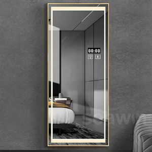 Bathroom Wall-Mounted LED Dressing Mirror Big Floor Standing Full-Length Decorative Light Mirror