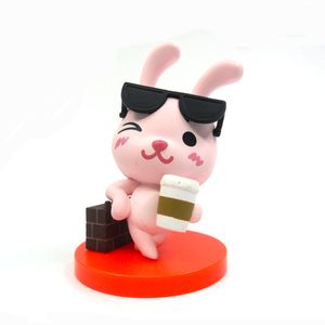 Toys Factory making OEM Customized PVC Cartoon Plastic Action Figure Pink Rabbit Kawaii animal Figurines for Kids Children Toys