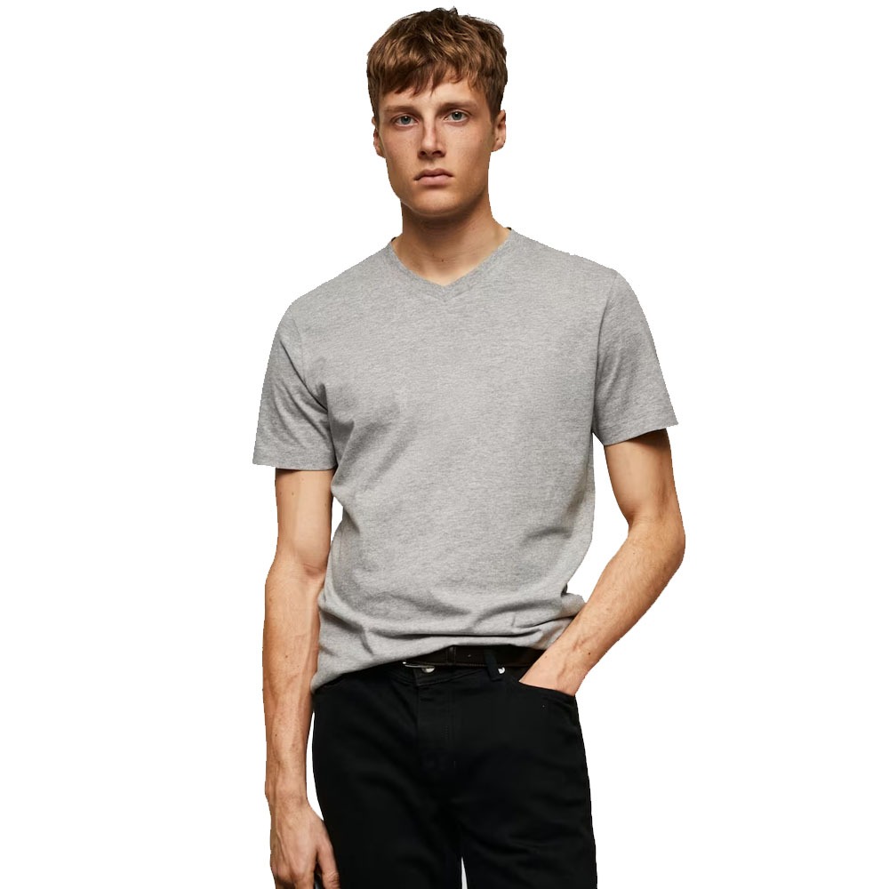 AL FARAJ Top Quality Men Grey 100% Cotton V Neck Slim Fit T Shirts For Sale By AL FARAJ Wholesale Unisex Relaxed Fit T Shirts