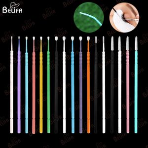 light blue black long tip thick ultra fine disposable bendable lash eyelash micro brush microbrush applicator tool