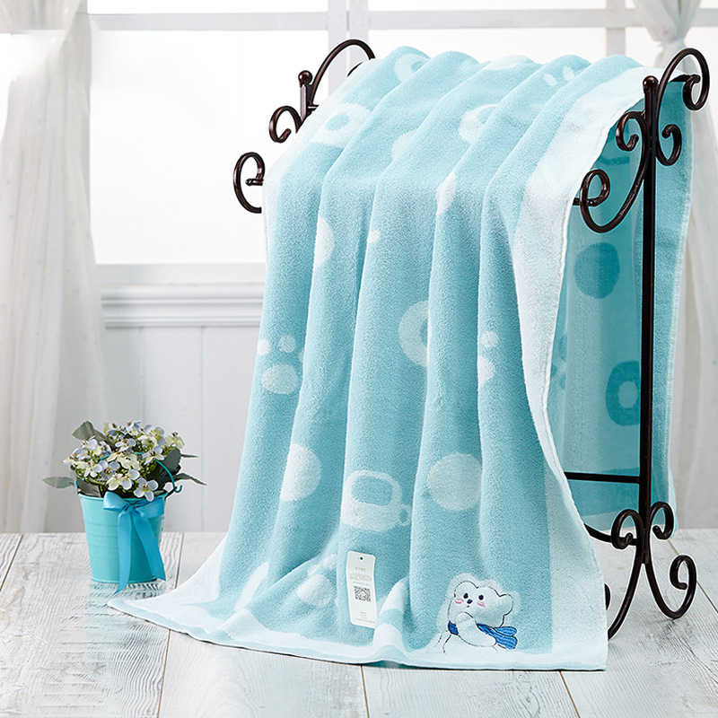 Pure cotton bath towel with enlarged cartoon cute bra for adults, men and women, thickened, super absorbent and soft