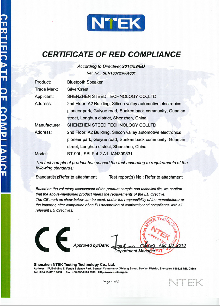 Shenzhen Steed Technology Co., Ltd. Bluetooth Speaker
