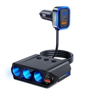 7 in 1 Car Charger With Separate Switch USB C Car Charger PD 45W Fast Charging for Multiple Devices Car Cigarette Lighter