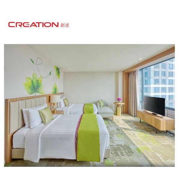 CREATION Hotel Furniture Supplier Philippine Hotel Modern Solid Wood Double Bed Hotel Room Furniture Bedroom Sets