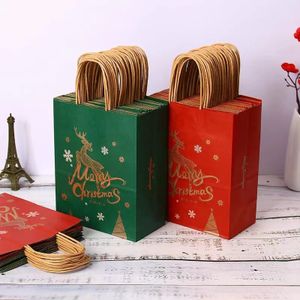 Lipack Custom Printed Merry Christmas Paper Bags Holiday Mini Christmas Handled Bags For Party