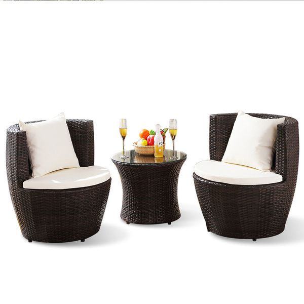 Modern Style Vase Rattan Chair Outdoor Garden Rattan Furniture Wicker Patio Balcony Table and Chair Set