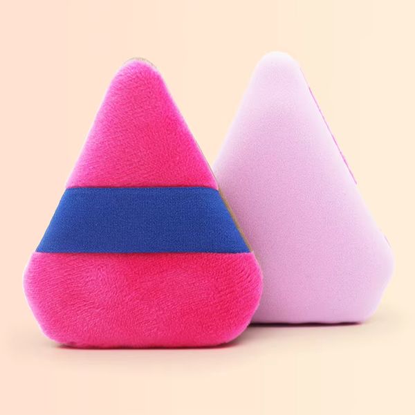 Custom Facial Crystal Makeup Private Label Velvet Cosmetic Microfiber Big Loose Powder Beauty Puff Triangle