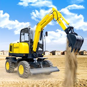 Excavator Manufacturers Hengwang Big Heavy Wheel New 8 Ton Excavator Digger For Sale