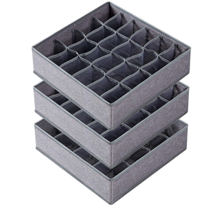 Set of 3 breathable washable sturdy foldable cheap factory made PP board closet underwear organizer storage bins and cubes