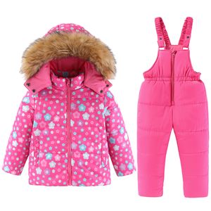 Children's Puffer Jacket & Pants Ski Snow Wear Waterproof Winter 2-Piece Ski Snow Suit Set for Little Girls