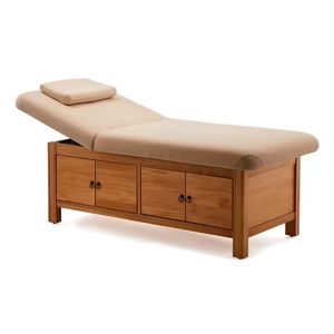China Factory Supply Wood Height Adjustable Sturdy Stationary Massage Bed Massage Table with Storage