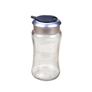 Aeofa glassware golden supplier glass spice jar salt pepper dispenser shaker with rotating plastic lid 3 kinds of holes
