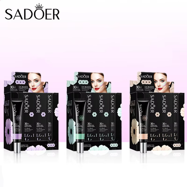 OEM SADOER Private Label UV block underlay concealer make up foundation oil control moisturizing 3 color isolation cream