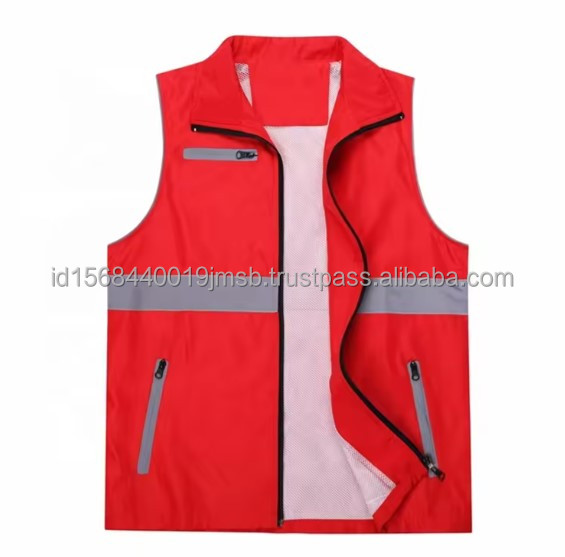 Custom Work Safety Vest for Men Cotton Spandex Workwear with Pockets Printed Pattern for Adults in Factory Use OEM Available