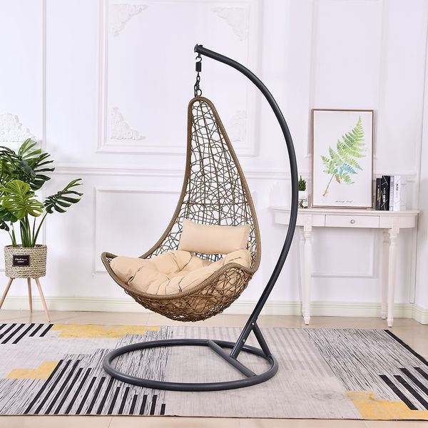 Garden Craftsurniture Metal Rhome Decorationatio Balcony Egg Shaped Nest Basket Adult Outdoor Furniture Modern PE Rattan+cushion