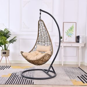 Garden Craftsurniture Metal Rhome Decorationatio Balcony Egg Shaped Nest Basket Adult Outdoor Furniture Modern PE Rattan+cushion