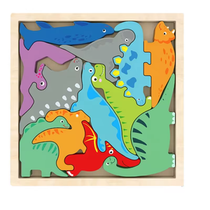 Montessori dinosaur sorting and stacking toys wooden jigsaw puzzles for children's shaped puzzle dinosaur jigsaw puzzles kids