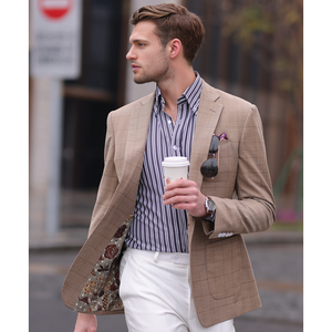 LCBZ Spring new casual suit men's jacket dark plaid high-end British yuppie style with single jacket