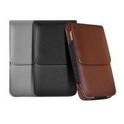Pull tab leather pouch with button for mobile phone