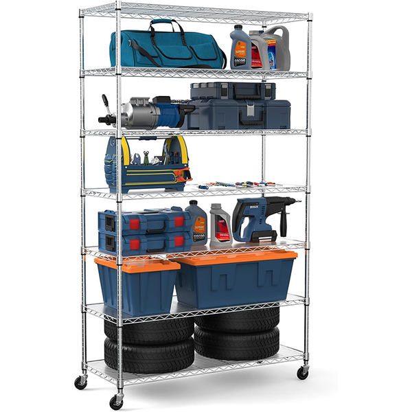 Heavy Duty 6 Tiers Powder Coated Metal Storage Wire Shelf NSF Approval Wire Rack Shelving