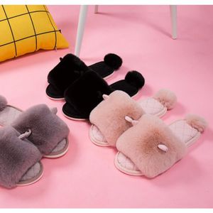 Fashion solid color fluffy warm soft bedroom house plush slippers for women faux fur Home Slippers with Arch Support halloween slippers