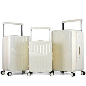 New Arrival 20\" 24\" 28\" Wide Trolley Luggage Set with TSA Lock Spinner Wheels Customizable Aluminum & PP Material for Travel