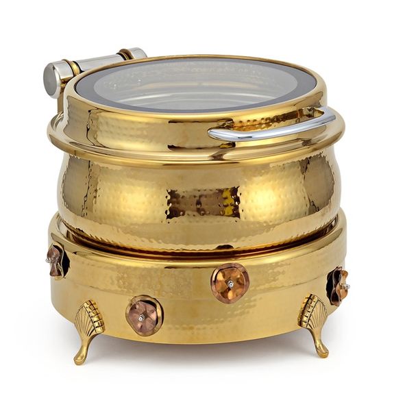 Royal Golden Handi Type Catering Equipment Chafing Dish With Visible Lid
