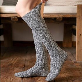 Popular pure cotton calf socks, solid warm knee high socks, customized quality silk socks for women