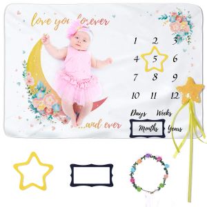 Glory baby OEM service Custom baby blanket organic cotton monthly blanket milestone baby blanket