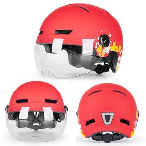 CE Outdoor Helmet With Visor And Magnetic Lens Riding Bike Adult Bicycle Cycling LED Light Helmet