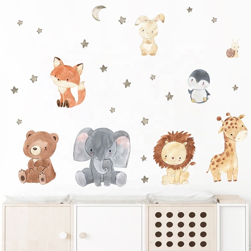 Yangjiang City Yangdong District Gongxin Plastic Products Factory Animals Sticker Lion Bear Fox Decals Kid's Bedroom Wallpaper Self Adhesive Living Room Decorative Murals