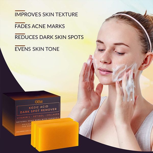 Wholesale Private label Turmeric Soap Anti Acne Handmade Lemon Turmeric Soap Rose And Kojic Acid Soap
