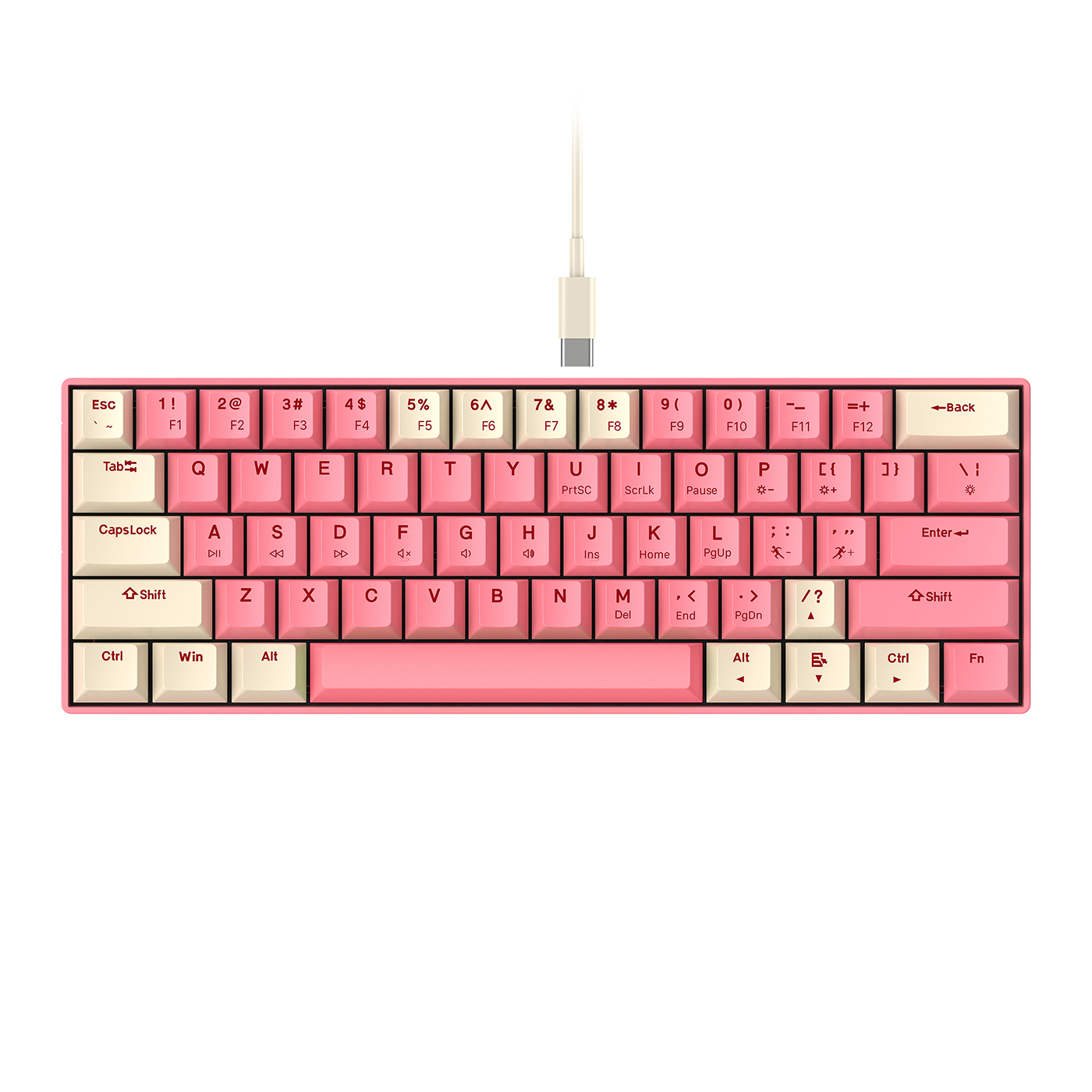 Portable 60% Mechanical Keyboard LED Backlit 61 Keys Wired Laptop Office Keyboard Brown Red Blue Switch Pink Gaming Keyboards
